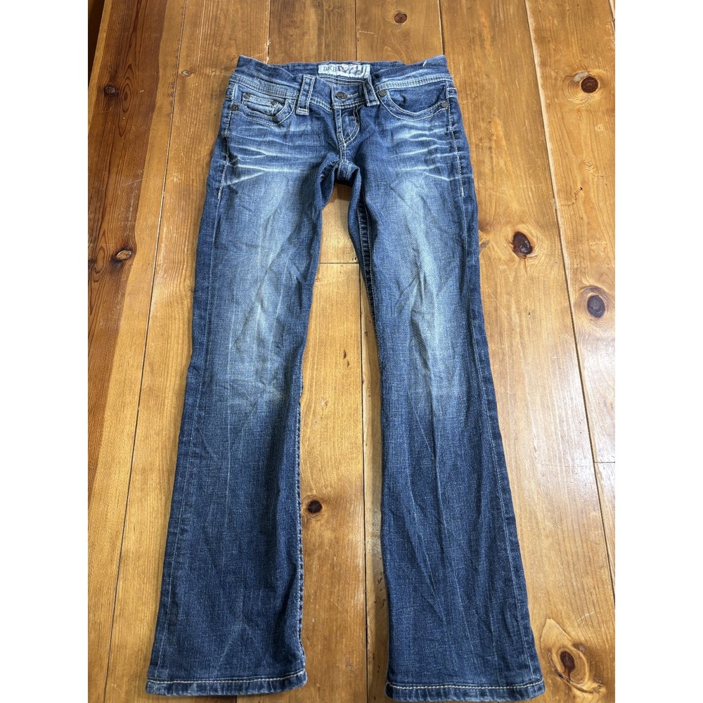 BKE Denim Stella Bootcut Jeans Womens 27R Medium Wash Distressed Mid Rise
